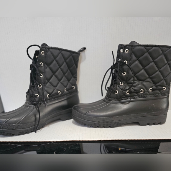 Sperry Top Sider Women's Quilted Black Waterproof Gosling Duck Boots Sz 9 - Picture 1 of 13